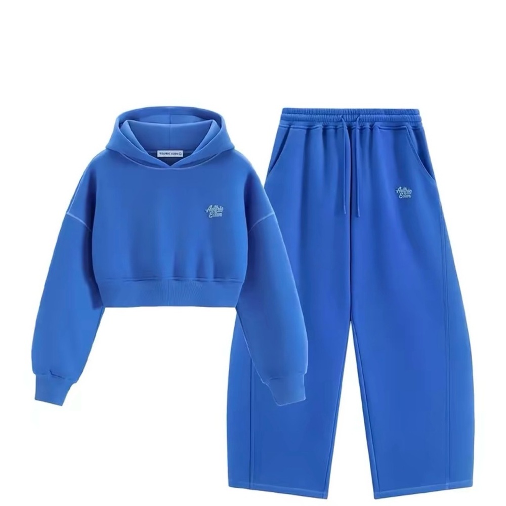 Aelfric Eden Royal Blue cropped hoodie barrel sweat pant set ADULT MEDIUM